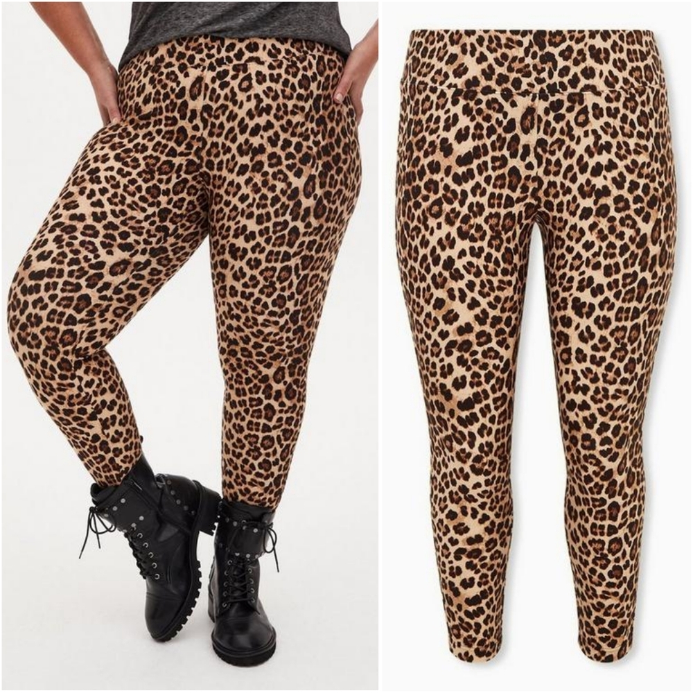 SOLD Torrid Leopard Print Pixie Ponte Pants sz 0 Leggings 12 / 14 - Picture 1 of 5